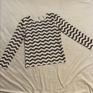 J. Crew Black and White Zigzag Blouse